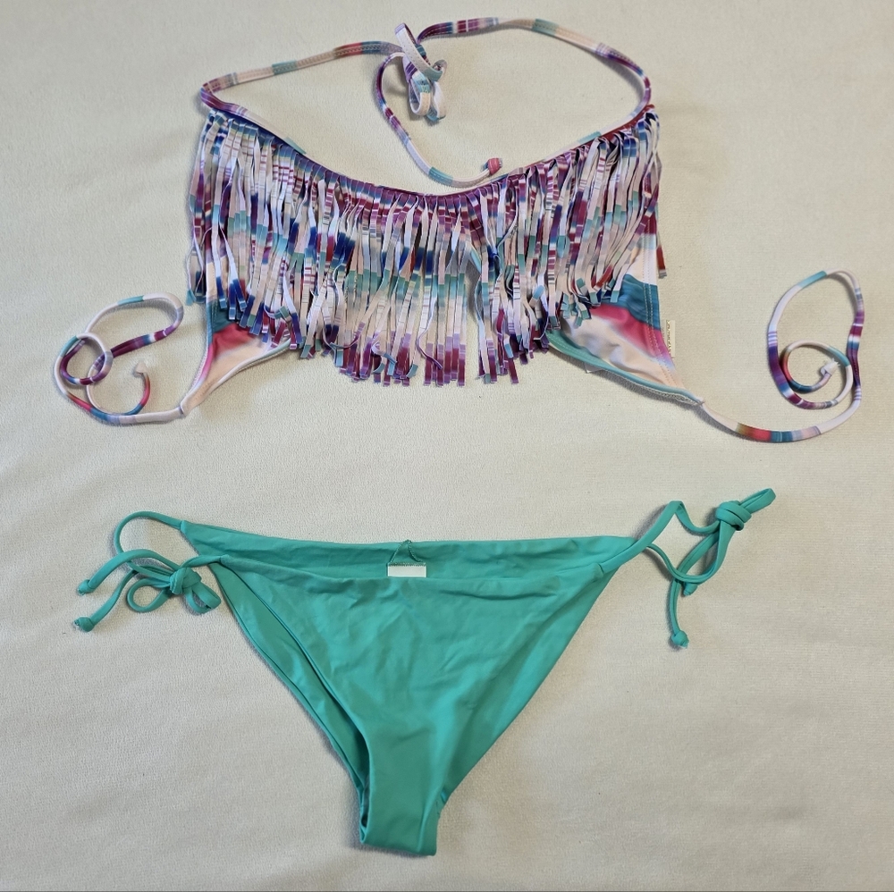 L*Space Bikini set Audrey Fringe triangle Top Side Tie Bottoms